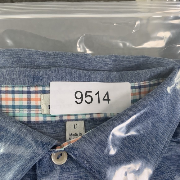 Peter Millar Performance Polo Men Large Contrast Button Collar Golf Preppy Blue